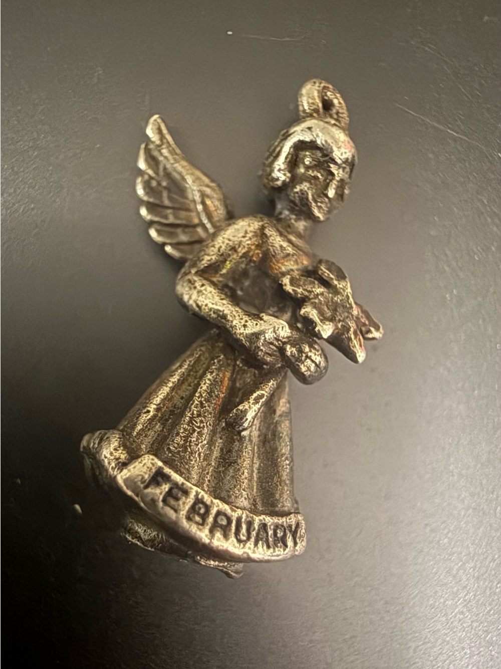 Vintage Beautiful Sterling Silver Signed Charm Angel Christmas Pendant